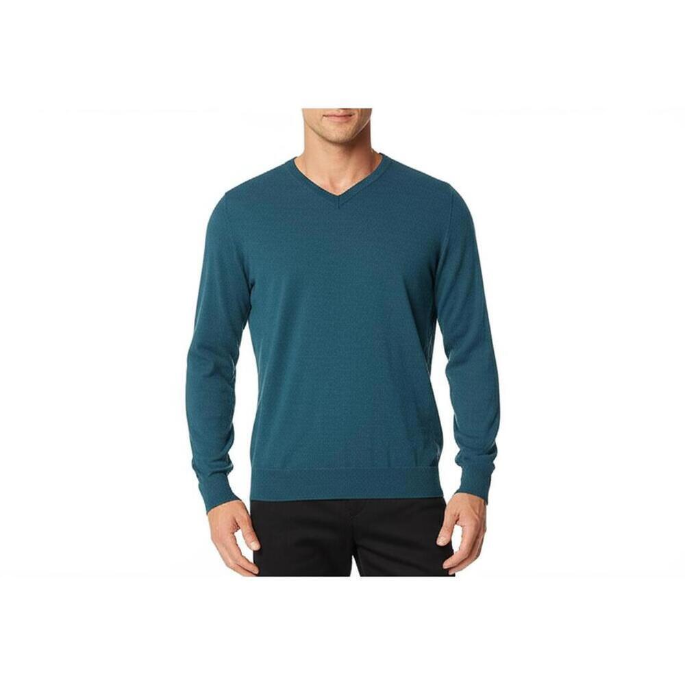 Jos. A. Bank M Teal V-Neck Merino Wool Sweater Washable